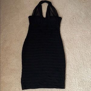 Black halter formal short dress